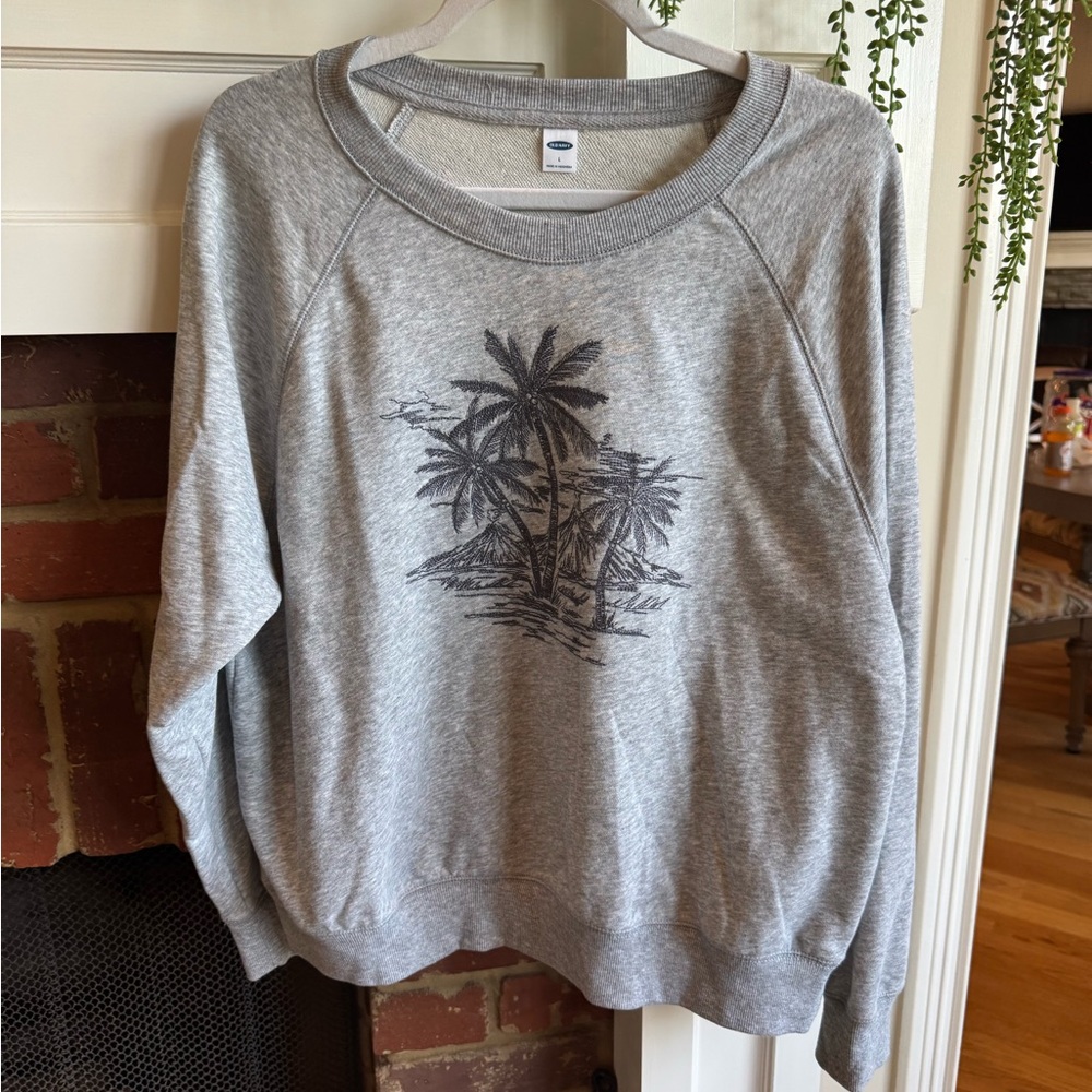 Gray Sweatshirt with Palm Tree Design